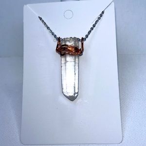 Handmade Copper Set Genuine Quartz Crystal Point Stainless Steel Necklace